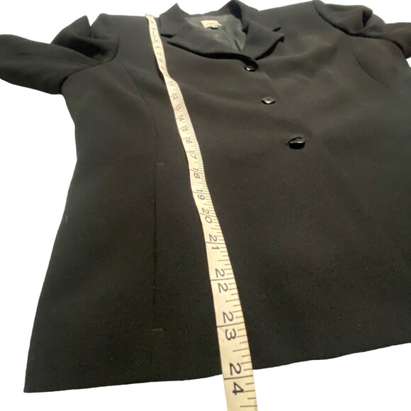 Anne Klein 3 button Shoulder Pads Jacket Blazer Suit Black Size 12 Career Wool - Picture 12 of 12